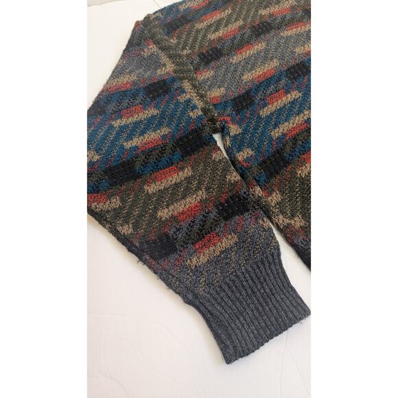 Vintage Jantzen ribbed sweater multi color geo print mens Extra Large - Picture 7 of 11